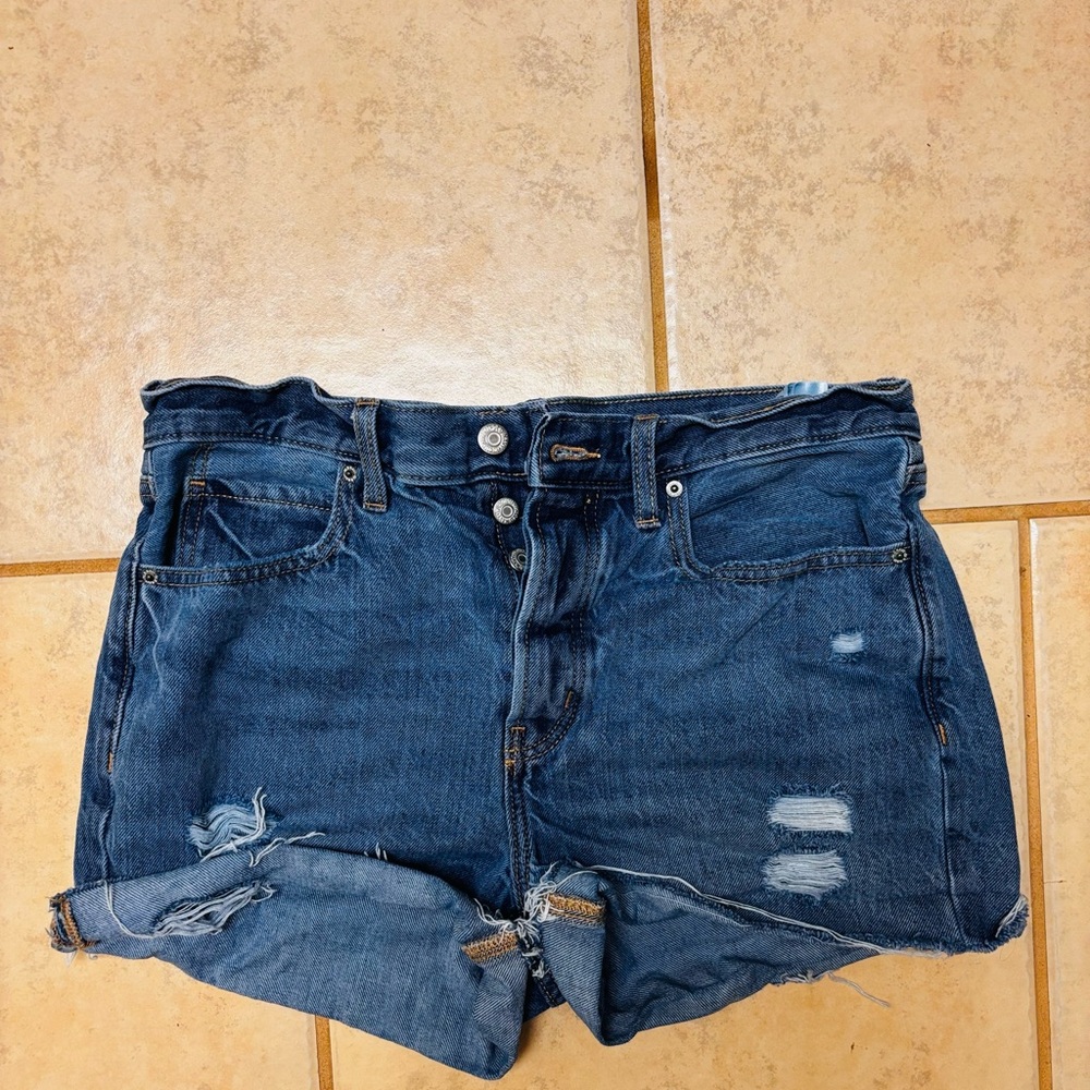 Old Navy Dark Blue Distressed Jean Shorts